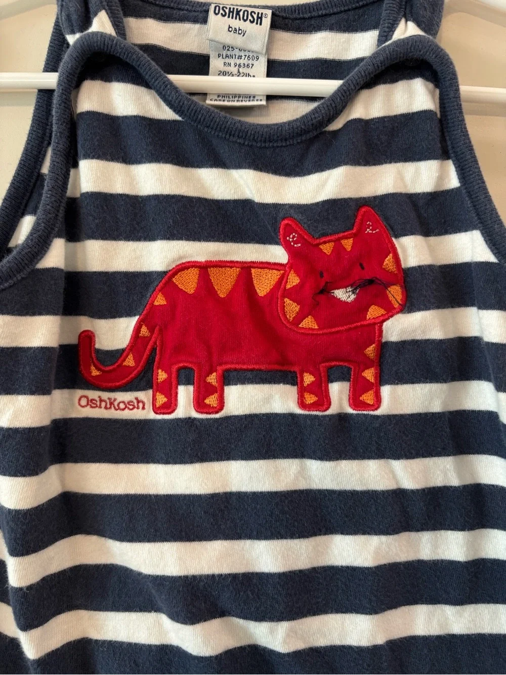 Oshkosh Baby Navy & White Striped Kitten Tank Romper